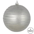 thumbnail image 3 of Vickerman 6" Silver Candy Finish Ball Ornament with Glitter Lines, 3 per Bag, 3 of 3