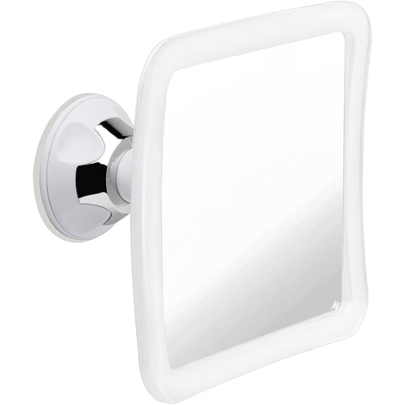 MIRRORVANA Fogless Shower Mirror with 360° Suction Cup - Anti Fog & Mist Free Shatterproof Shaving Mirror for Bathroom - 16cm x 16cm (Pure White)