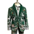 thumbnail image 2 of Qepwscx Men Xmas Jacket Ugly Christma Suits Long Sleeve Red Novelted Pixel Reindeer Button Blazer Two Button Wedding Office Sport Coat Business Prom Plus Size Blazer S-4X, 2 of 7