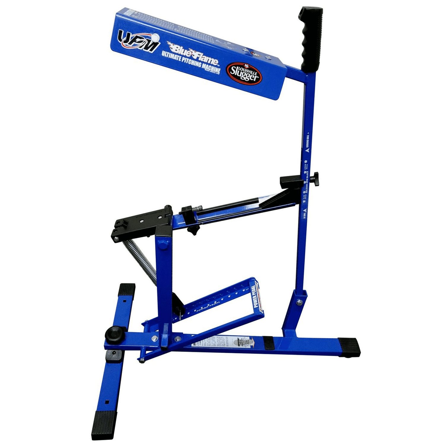 Louisville Slugger Blue Flame Pitching Machine – Manual Baseball & Softball Trainer, Throws Up to 60 MPH, Youth & Adult Practice Tool