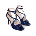thumbnail image 6 of BLISSFUL STEP Women's Patent Leather Ankle Strap Stiletto Heels Sandals Navy Blue 6, 6 of 8