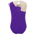 thumbnail image 3 of Kaerm Kids Shiny Rhinestone Sleeveless Ruffle Gymnastics Tank Leotard Sparkly Dance Unitard for Girls Purple 6, 3 of 6