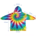 thumbnail image 7 of Rainbow Tie Dye Spiral Pattern Blanket Hoodies for Kids 6-13YR Oversize Wearable Blanket Hoodies for Boys Girls Teens, 7 of 7