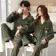 thumbnail image 7 of Spring and Autumn Long-sleeved Korean Cardigan Cotton Sleepwear Two-piece Set Casual V-neck Couples Pajamas Women Pajama Man, 7 of 7
