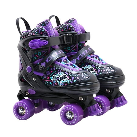 

Kids Roller Skates - Roller Boots | Girls Skates Adjustable Printed Kids Quad Roller Skates Colorful 4 Wheel Skates Roller Skates For Girls And Boys