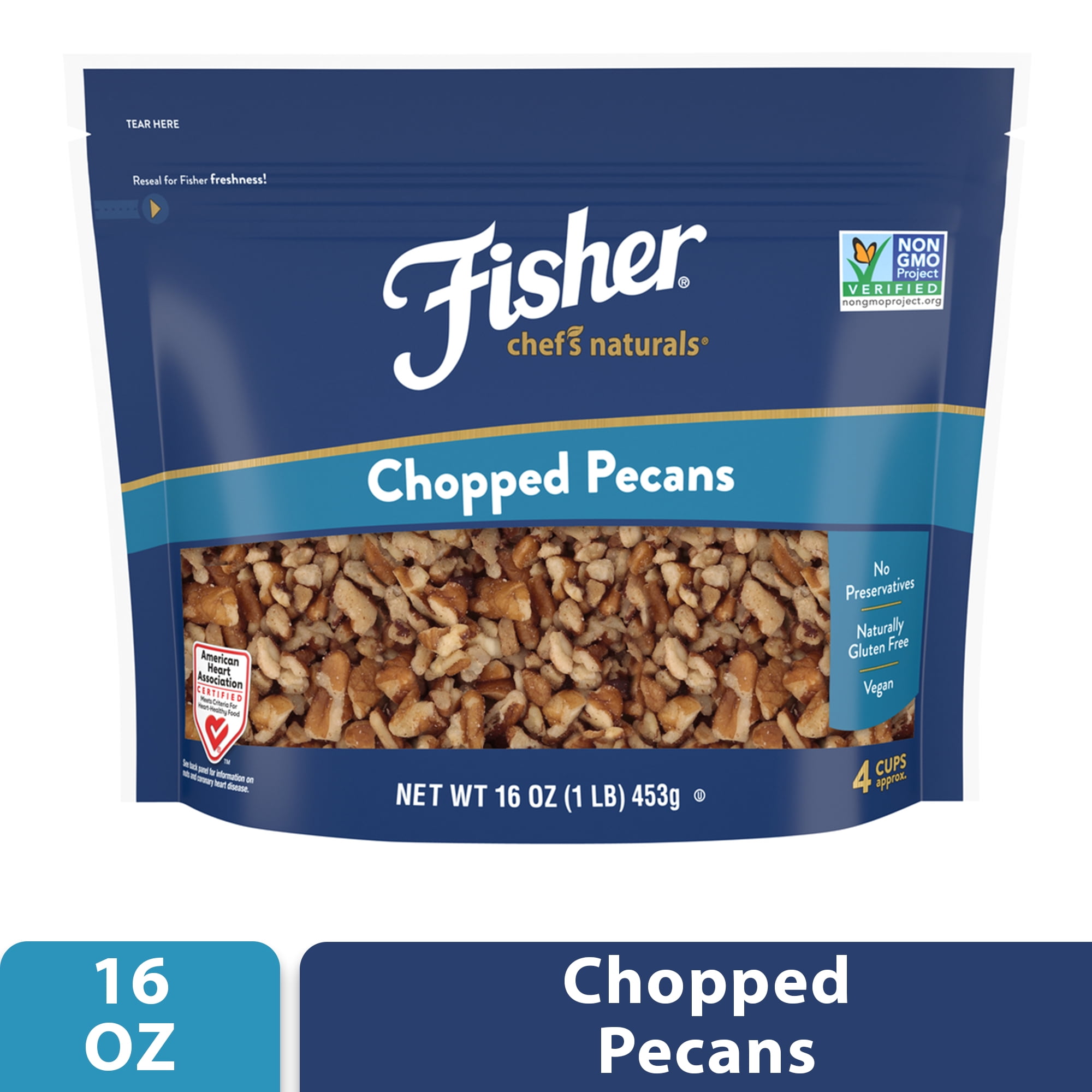 FISHER Chef's Naturals Chopped Pecans, 16 oz, Naturally Gluten Free, No