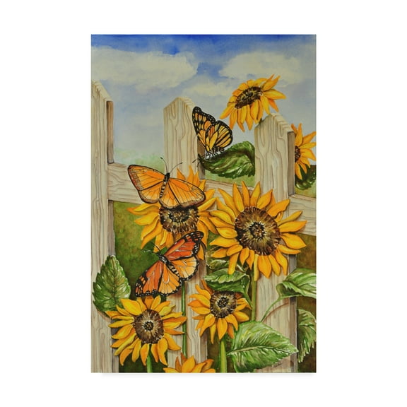 Trademark Fine Art 'Painted Ladies and Morning Glories' Canvas Art by Charlsie Kelly