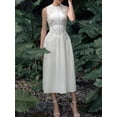 thumbnail image 2 of AELESEEN Women Spring Summer White Dress Runway Fashion Sleeveless Flower Embroidery Button Elegant Long Party VacationS Gao Jinjia LED, 2 of 2