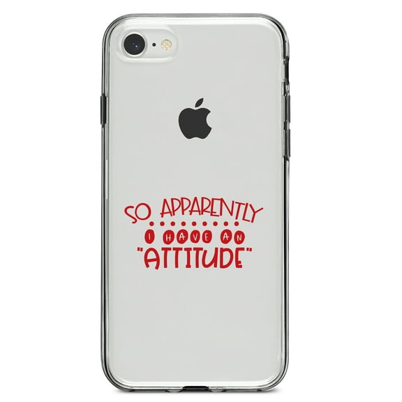 DistinctInk Clear Shockproof Hybrid Case for iPhone 7 8 SE (2020 Model) 4.7" Screen TPU Bumper Acrylic Back Tempered Glass Screen Protector - So Apparently I Have An Attitude - Red