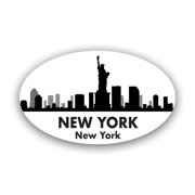 Oval New York Skyline Sticker Decal - Self Adhesive Vinyl - Weatherproof - Made in USA - nyc new york city state of liberty