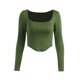 thumbnail image 1 of VISgogo Tops de Mujer, Camiseta de Punto de Color Sólido de Manga Larga con Cuello en U para Damas Jóvenes VISgogo moda, 1 of 8