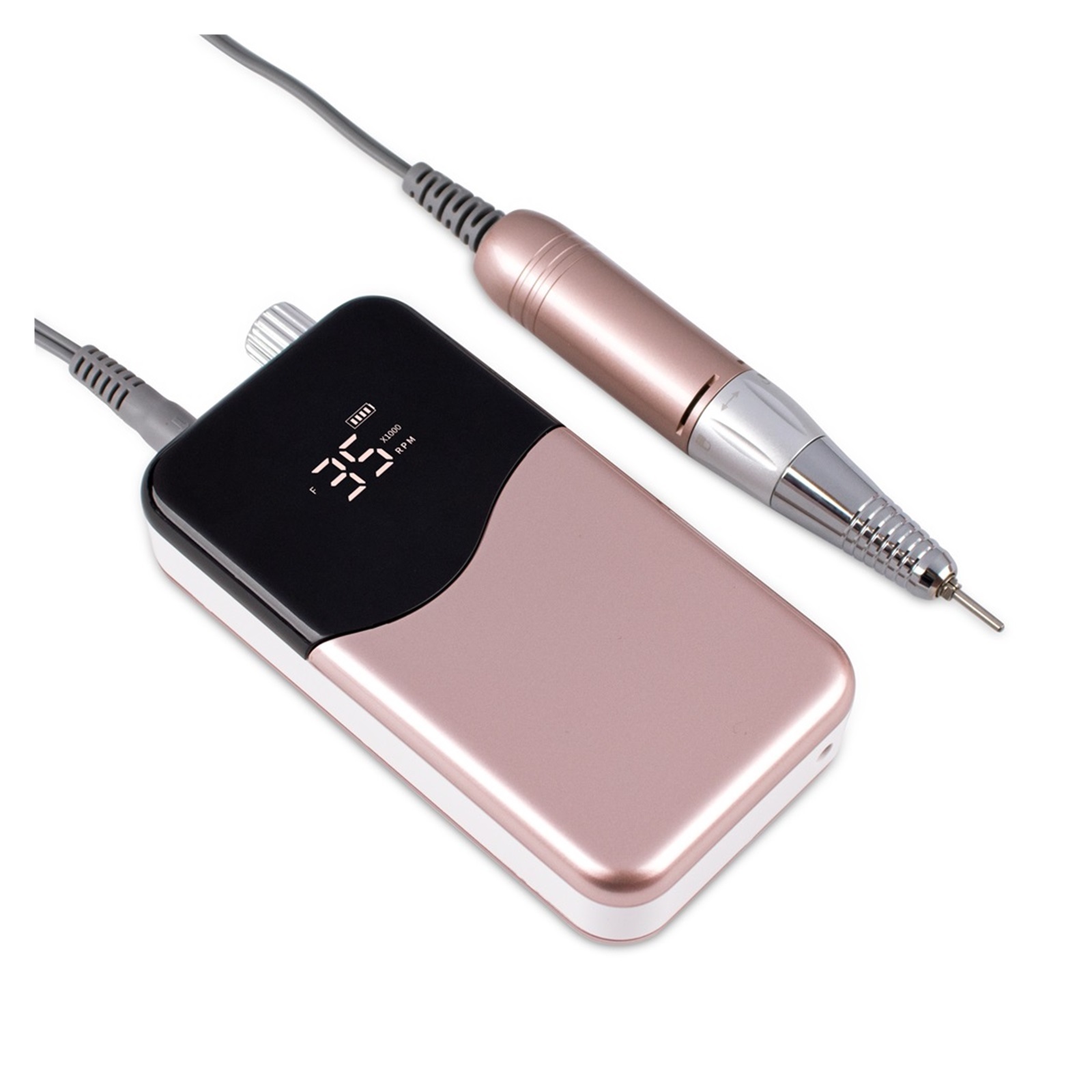 Portable Base Desktop Cordless Nail Drill Machine 35000RPM Rechargeable Manicure Electric Nail File Wireless Rose Gold ,Low Noise