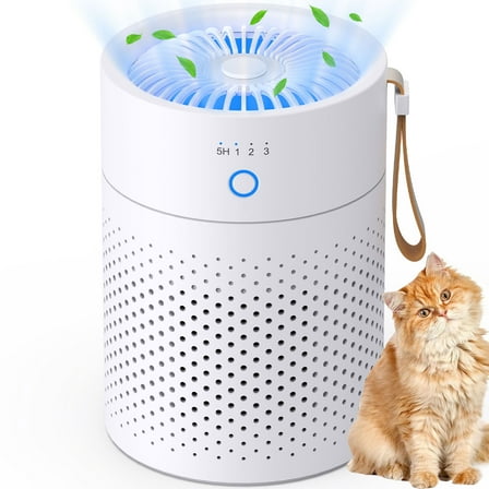 Air Purifiers, Home Air Purifier for Large Room Bedroom Up to 300ft², H13 True HEPA Air Filter for Wildfire Smoke Pets Pollen Odor, Air Cleaner with Sleep Mode Speed Control, 4 Timer, White