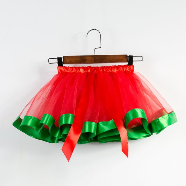 Falda de malla de arcoíris, falda tutú de baile para niños, falda de actuación para festivales