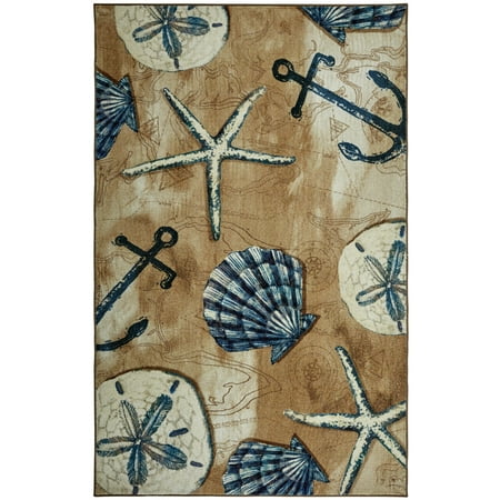 Shell Rug Mohawk Prismatic Area Rugs - Z0303 A217 Contemporary Sienna Anchors Circles Shells Starfish Rug ()