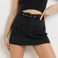 thumbnail image 2 of Sngxgn Women's High Waisted A-Line Wrap Skirt Mini Skirt(Black,M), 2 of 6