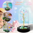 thumbnail image 2 of Regala una rosa con forma de arcoíris en forma de cúpula de cristal para mamá, 2 of 8