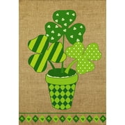 Potted Shamrock Burlap St. Patrick's Day House Flag 28" x 40" Briarwood Lane