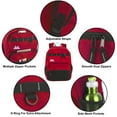 thumbnail image 5 of Heavy Duty Multipocket Backpack with Front Zippered Pockets and Side Mesh Pockets in Red, 5 of 6