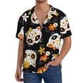 thumbnail image 3 of Disketp Men's Hawaiian Cat Skulls and Flowers Print Shirts Button Down Holiday Beach Shirts-X-Large, 3 of 7