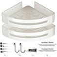 thumbnail image 2 of Adhesive Corner Shelf Bathroom Shower Caddy Corner - 2 Pack Corner Shower Caddy Bathroom Shelf with 4 Hooks Shower Organizer, White, 2 of 7