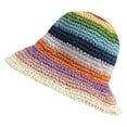 thumbnail image 1 of Sombrero de paja arcoíris con circunferencia de la cabeza de 56-58 cm, para mujer, protector solar de verano, para playa, sombrero de pescador, sombrero con rayas que cubre la cara, 1 of 5