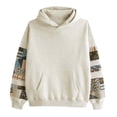 thumbnail image 4 of Women Oversized Print Hoodie Drawstring Long Sleeve Pullover Loose Fit Fall Winter Sweatshirt Clothes Tops Grey, 4 of 4
