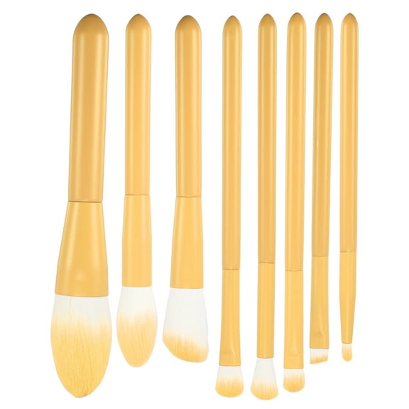 Unique Bargains 8 Pcs Travel Blending Makeup Brush Set Foundation Contour Concealer Blusher Brush Yellow