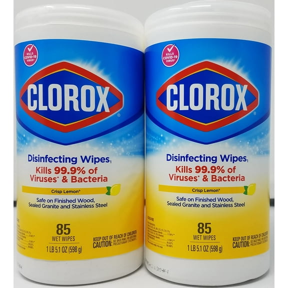 Clorox Disinfecting Wipes Crisp Lemon Scent 85Ct Pack Of 2 170 Count Total