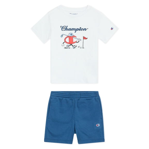 Champion Toddler Boys Graphic Tee and Woven Shorts Set - White - Size 2T