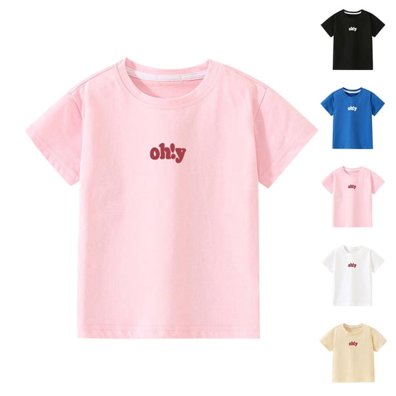 Bovxnpu Girls Short Sleeve T Shirts Undershirt Kids Summer Tops School Tee Summer Children's Printed Round Neck Short Sleeved Shirt For Boys And Loose Casual T-shirt Top/shirt