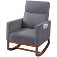 thumbnail image 7 of Yaheetech Polyester Upholstered Rocking Chair with Rubber Wood Legs for Living Rooms, Gray, 7 of 7
