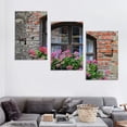 thumbnail image 4 of nygtbtfer  Square Canvas Wall Art with Wooden Framed Ready to Hang,Retro Landscape of Stone House with Flowers Modern Art Painting Pictures for Bedroom Kitchen Home Decor, 12x16x3pcs, 4 of 4