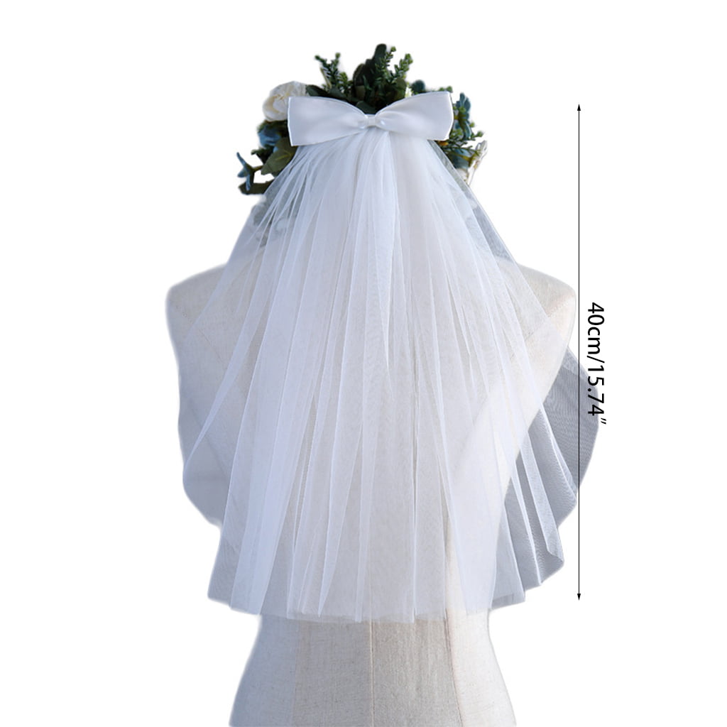1 Tier Bridal Bowknot Veil With Comb for Wedding Hen Party Accessories
