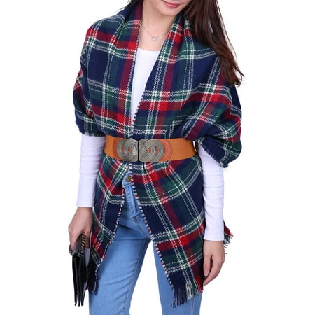 Palestinian Scarf - HDE Women's Oversized Tartan Scarf Long Wrap Checkered Pashmina Shawl Plaid Blanket (Christmas Tartan)