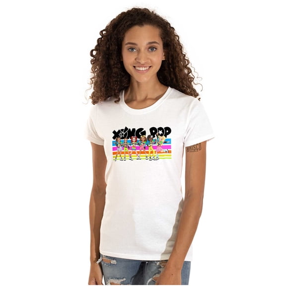 XOMG POP Music Cartoon Band Members Women's T Shirt Ladies Tee Brisco Brands S