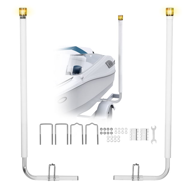 VEVOR Boat Trailer Guide, 65.7 in with LED Light Trailer Guide Poles, 2PCS High-Hardness Steel Guide-Ons, Wide Adjustable Trailers Guides with PVC Pipes
