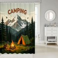 thumbnail image 2 of Manfei Jungle Campfire Tents Shower Curtain 72Wx72L,Happy Camping Bathroom Curtain,Green Brown, 2 of 6