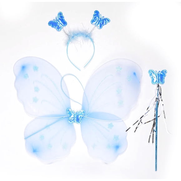 Accesorio de disfraces Yuarrent 3 unids/set diadema varita ala insecto Halloween Azul