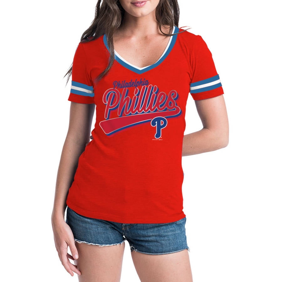 MLB Philadelphia Phillies Women's Short Sleeve Team Color Graphic Tee