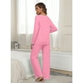 thumbnail image 3 of MINTREUS Pajamas Women's Long Sleeve Pj Set Soft 2 Piece Loungewear Sleepwear with Pockets, 3 of 5