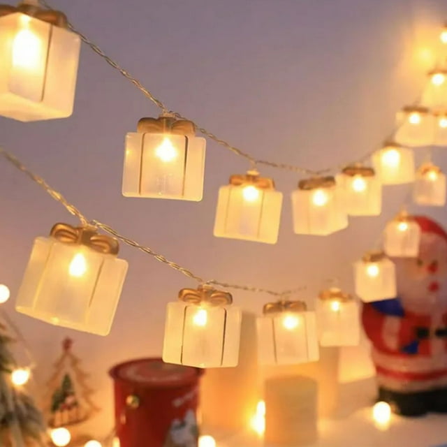 Christmas Gift Box String Lights Christmas LED String Lights Holiday Party Colorful Lights Decorative Atmospheric Lights Home Decor