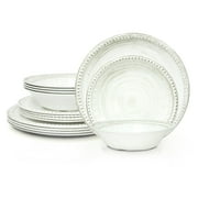 Zak Designs French Country House Dinnerware 12 Pieces Melamine Set Includes Dinner, Salad Plates and Individual Bowls