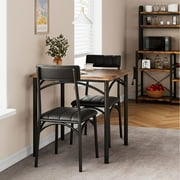 HOSSLLY 3-Piece Dining Table Sets with 2 Upholstered Chairs for Home Kitchen Small Space, Rustic Brown