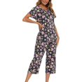 thumbnail image 4 of HAHDAXIA Womens Pajama Set Cotton Capri Pant Pyjama Short Sleeve Sleepwear Summer Pjs, 4 of 6