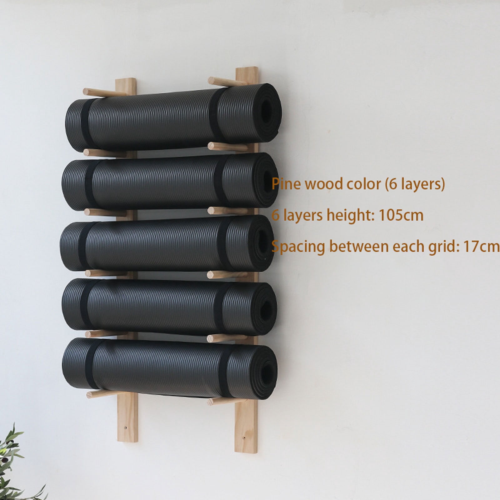 3 /6/9layer Wall Hanging Fitness Organizer, Yoga Mat Holder Wall Mount Wooden Organizer Rack - Foam Roller Storage Rack Wood For Home Gym Decor