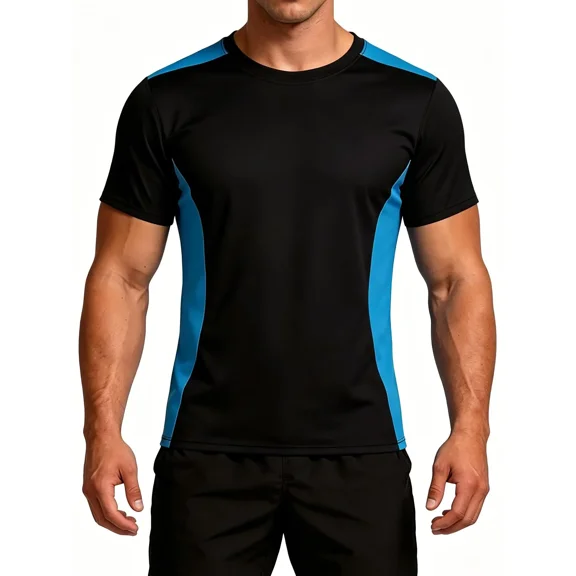 ANFERRY Men Swim Shirts Color Block UPF50 Sun Protection Rash Guard Quick Dry Stretchy Swim Top