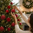 thumbnail image 5 of Flocked Christmas Ball Ornaments Set, Mixed Style Hanging Tree Decorations for Holiday Party Wedding Decor 18 Pack, 5 of 9