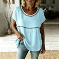 thumbnail image 6 of Women's Tunic for Leggings Women's Hollow out Short Sleeve Blouse Lace Patchwork Summer Flowy Casual Boho Tunic Tops Sky Blue XL, 6 of 6