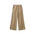 thumbnail image 5 of cocolona Womens Summer Casual Plus Size Pants Elastic Waist Straight Wide Leg Vacation Beach Trousers with Pocket, 5 of 5